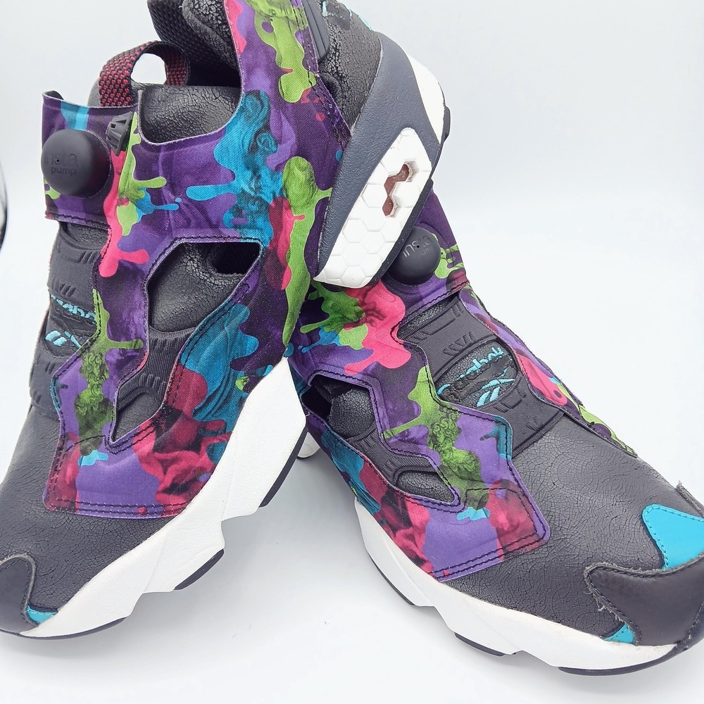 Reebok‎ Instapump Fury Shoes Mens Size 11 Black Multicolor Splatter BD1548